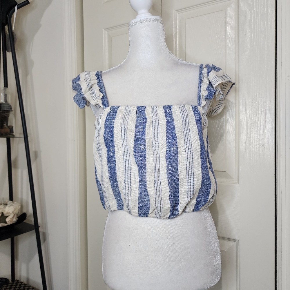 Alice & Olivia Celestial Flutter Sleeve Crop Top … - image 1